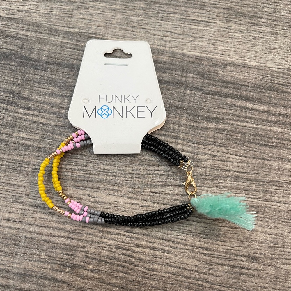 Funky Monkey Beaded Bracelet with Tassel